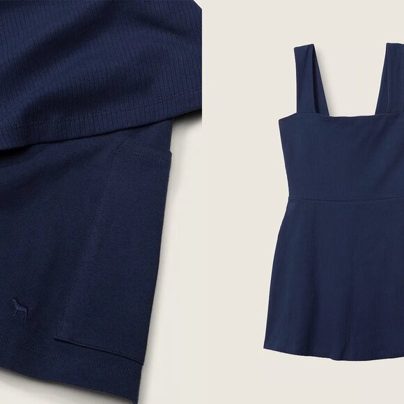 NWT PINK VICTORIA'S SECRET ribbed square neck active dress w/built in short (XL) - Picture 3 of 7